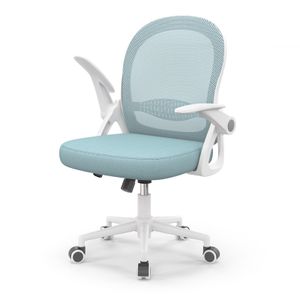 Bürostuhl Ergonomischer - Schreibtischstuhl mit Atmungsaktiv Netzbespannung - Hochklappbare Armlehnen - Höhenverstellbarer - 360° Drehstuhl - Blau