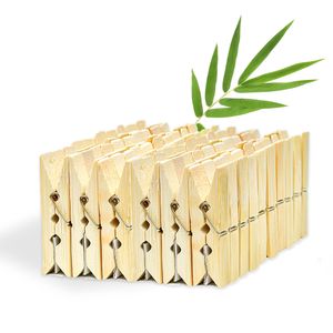 ECENCE Wäscheklammern Bambus-Holz, 60 Stck., 60 x 12.5 x 11mm, Bastelklammern, nachhaltige Holzkla