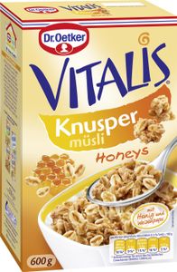 Dr. Oetker Vitalis Knusper müsli Honeys mit Honig und Weizenpops 600g