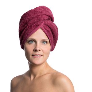 Haarturban / Kopfhandtuch aus Baumwolle, 64 cm, brombeer