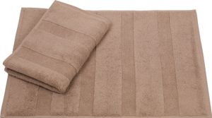 Betz 2 Stück Badvorleger 50x70 cm DELUXE Badematte Badteppich Duschvorleger 100% Baumwolle 680g/m²  Farbe: mokka
