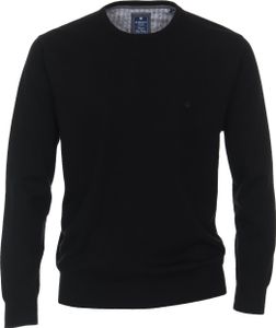 REDMOND Casual Herren Pullover Langarm Rundhals Regular-Fit Schwarz L