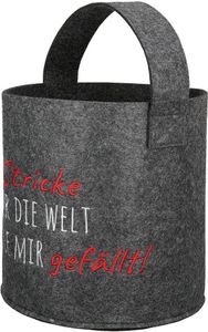 Strickkorb aus Filz mit Spruch | Aufbewahrung für Wolle und Garn | Strickzubehör | Utensilo zum Stricken oder Häkeln | Geschenkidee für Oma | Geschenk