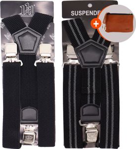 Safekeepers bretels heren - 3 clips -  2 stuks - Bretels - bretels heren volwassenen – Zwart en Blauw