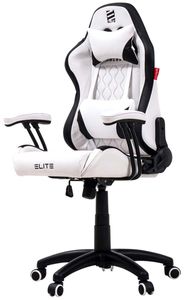 ELITE Gaming-Stuhl Pulse, Ergonomischer Kinder Luxus Racing Stuhl, 4D Armlehnen, Bürostuhl bis 120 kg mit extrabreiter Sitzfläche Schreibtischstuhl Chefsessel Sessel Drehstuhl Gamingstuhl (Weiß/Schwarz)