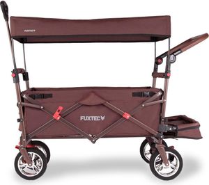 FUXTEC Bollerwagen FX-CT800 mit UV-geschütztem Sonnendach,Schiebegriff & Innenraumverlängerung Braun