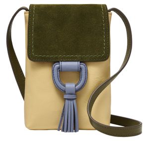 FOSSIL Umhängetasche Bobbie Crossbody Green Multi Stripe gelb