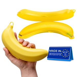 spar-home® Bananenbox 2er Set – Gelb Bananenbehalter Großer Bananendose Aufbewahrungsbox für BPA-Frei Bananen Dose