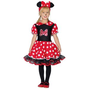 Kinder Kostüm Maus Kleid rot schwarz Karneval Fasching Gr. 98