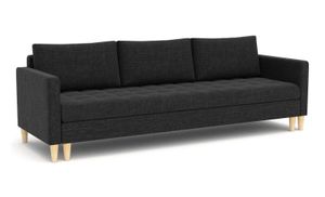 Couch Oslo 210 x 90 mit Schlaffunktion - Schlafsofa mit Bettkasten - Farben zur Auswahl - STOFF Lux 23 Schwarz