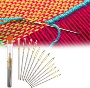 12-pcs-Nähnadeln Mehrzweckrost-Sicht aus rostfreiem Edelstahl Hand Nähen Large-Augen-Nadel für Zuhause