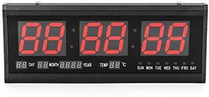 LED Rot Digitaluhr Digital LED Wanduhr mit Kalender 24 Stunden-Tag Datum Temperatur Wand Automatisches Dimmen