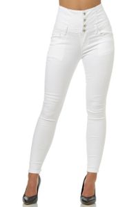 Elara Damen Jeans High Waist Push Up Skinny Fit 1166 White-40 (L)