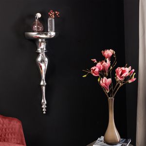 Design Wandkonsole SCALA Alu 60 cm Barock Beistelltisch silberfarbig Wanddekoration Tisch zur Wandmontage