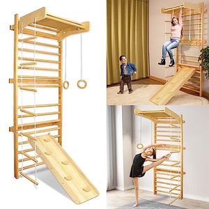 NAIZY Klettergerüst Indoor Sprossenwand für kinderzimmer Sprossenwand Holz Kletterwand bis 100 kg belastbar für Erwachsene & Kinder
