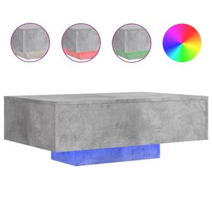 vidaXL Couchtisch mit LED-Leuchten Betongrau 85x55x31 cm