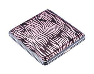 ZIGARETTENETUI "Zebra" für 20 Zigaretten Leder Glanz Zigarettenbox Etui Box Case 46 (Rosa)