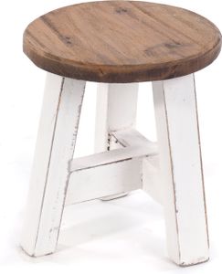 DEKO HOCKER "BERN" | rund, 23,5x20,5 cm (HxB), Mahagoni | Schemel | Farbe: 06 weiß-landhaus