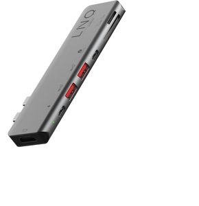 LINQ Connects 7in2 Pro USB-C 10gbit/s Hub, 4K HDMI, TB 4 und USB4, Daten bis zu 40 Gbit/s und 100W Lade, HDMI 2,0 bis 4K/60Hz, USB-A bis zu 10 GBit/s, USB3.2 GEN2, USB-A TF/ Micro SD und SD, Grau