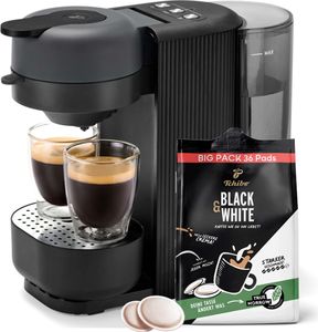 Tchibo Kaffeepadmaschine „CALL ME PAD“ inkl. 36 Tchibo Black & White Pads, mit To-Go Becher Taste, für 2 Tassen, schnell und leise, automatische Abschaltfunktion, Schwarz Tchibo Kaffeepadmaschine „CALL ME PAD“ inkl. 36 Tchibo Black & White Pads, mit To-Go Becher Taste, für 2 Tassen, schnell und leise, automatische Abschaltfunktion, Schwarz