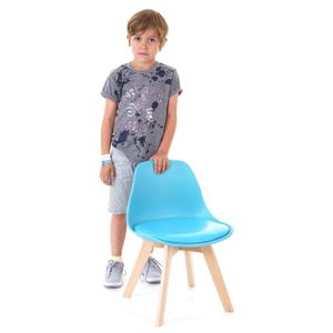sada 2 detských stoličiek HWC-E81, detská stolička stolička detský nábytok detská izba, 55x38x39cm ~ Imitácia kože, modrá