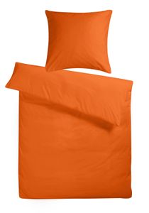 Einfarbige Mako Satin Bettwäsche 155x220 Orange Uni Bettwäsche 155 x 220, Bettbezug aus 100% Baumwolle