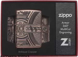 Zippo Benzin-Feuerzeug Kupfer antik Armor Case "Gear" 60003424, unbefüllt