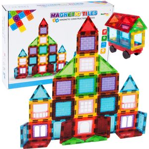 MalPlay Magnetische Bausteine | 45 TLG Magnetspielzeug | Bauklötze Set Konstruktionsbausteine ab 3 Jahren | DIY Kreativität Geschenk für Kinder