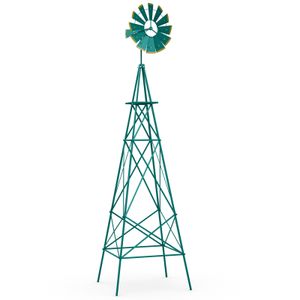 COSTWAY Větrný mlýn, výška 253 cm, kovový větrný mlýn odolný proti povětrnostním vlivům, zahradní dekorace pro zahradu, dvůr, zeleň