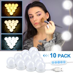 Jopassy LED Spiegelleuchte für Make Up 10 LEDs Schminklicht USB Spiegellampe Dimmbar Hollywood-Stil Schminkspiegel Licht für Kosmetikspiegel