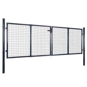 vidaXL Mesh-Gartentor Verzinkter Stahl 289 x 100 cm Grau