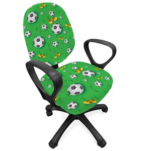 ABAKUHAUS Fußball Bürostuhl Schonbezug, Schuhe Bälle auf Gras, dekorative Schutzhülle aus Stretchgewebe, Lime Green Gelb Schwarz