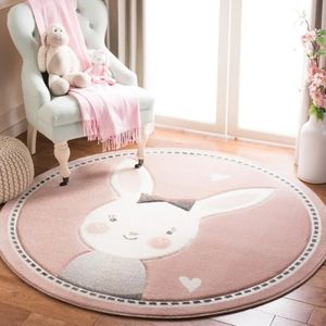 Dětský koberec do dětského pokoje, kulatý koberec s krátkým vlasem, koberce do obývacího pokoje a ložnice, barva růžová, velikost: 80 cm