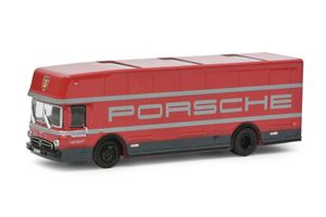 Schuco 452668000 Mercedes Benz LKW "Porsche" Renntransporter rot/grau Maßstab 1:87 Modellauto