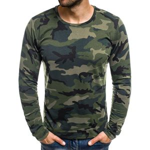 Herren Camouflage U-Ausschnitt Tops Langarm Slim Fit Tactical T-Shirt Pullover,Farbe: Dunkelgrün,Größe:5XL