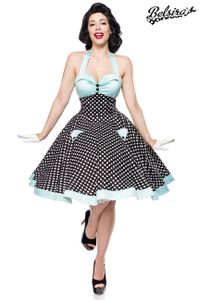 Belsira Damen Retro Vintage-Swing-Kleid Kleid Rockabilly Sommerkleid 50s 60s Partykleid, Größe:2XL, Farbe:schwarz/weiß/blau
