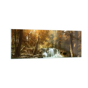 Bilder auf glas - Park Wasserfall Wasser - 140x50cm - Glasbilder - Wandbilder - Kunstdruck - zum Aufhängen bereit - Wanddekoration aus Glas - Glas Bilder - Wandbild auf Glas - GAB140x50-3789