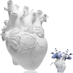 Kreative Herzform Harz Blumentopf Weiß Tischdekoration Wohnkultur 15x10.5x21CMDekoration Vase