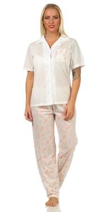 Damen Pyjama zweiteiliger Schlafanzug Pyjama-Set Nachthemd Weiß M