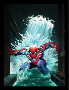 Spider-Man - Gerahmtes Poster "Water" PM8517 (40 cm x 30 cm) (Schwarz/Blau/Rot)