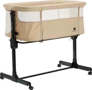 DERYAN Snoozy Beistellbett - Babybett - Verstellbarer Rahmen - Geeignet ab Geburt bis 6 Monate - Creme