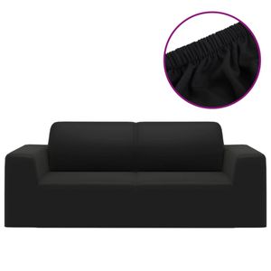 vidaXL Stretch Sofahusse 2-Sitzer Schwarz Polyester-Jersey