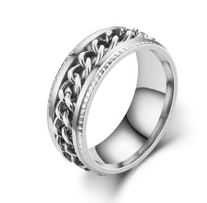 INF Anti-Stress-Ring mit drehbarer Kette Silber Size 11