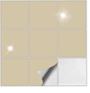Kiwistar Fliesenaufkleber Beige Glänzend - 15 x 20 cm - 25 Stück - Klebefliesen Fliesenmuster Stickerfliesen Wandfliesen überkleben