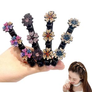 4 pcs Haarspangen für Frauen und Mädchen, funkelnde, modische, exquisite Blumen-Kristall-Haarspangen