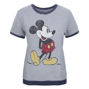 Junk Food - Dámský svetr s krátkým rukávem Mickey Mouse NS6020 (S) (Bílá/Modrá)