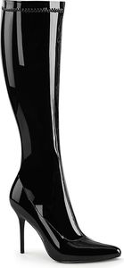 CLASSIQUE-2000 Pleaser vegane Damen High Heels Stiefel schwarz Stretch Lack