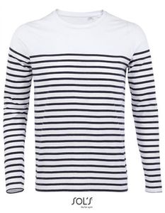 Herren Shirt MenŽs Long Sleeve Striped T-Shirt Matelot - Farbe: White/Navy - Größe: M