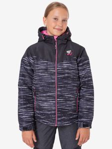 Dívčí růžovo-černá pruhovaná zimní bunda s kapucí SAM 73 Thia - 164