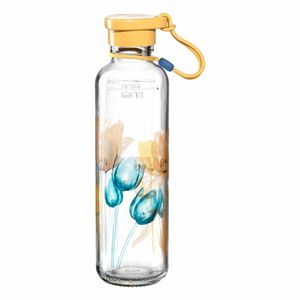 Láhev Leonardo In Giro Flower, láhev na pití, láhev na vodu, skleněná láhev, sklo, žlutá, 500 ml, 029112